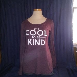 It's Cool To Be Kind. 20th East. Purple Shirt. L.
